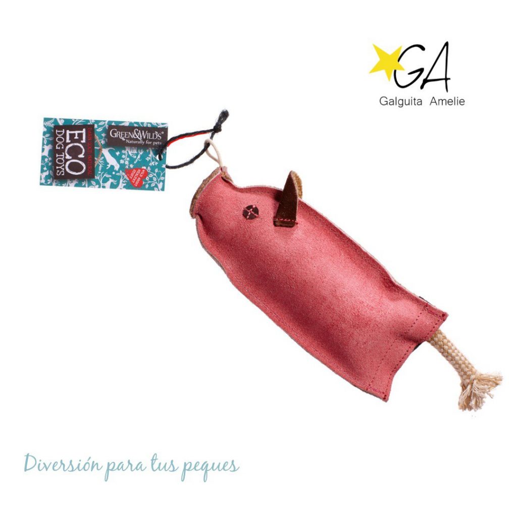 Juguete en forma de cerdito para galgos y podencos